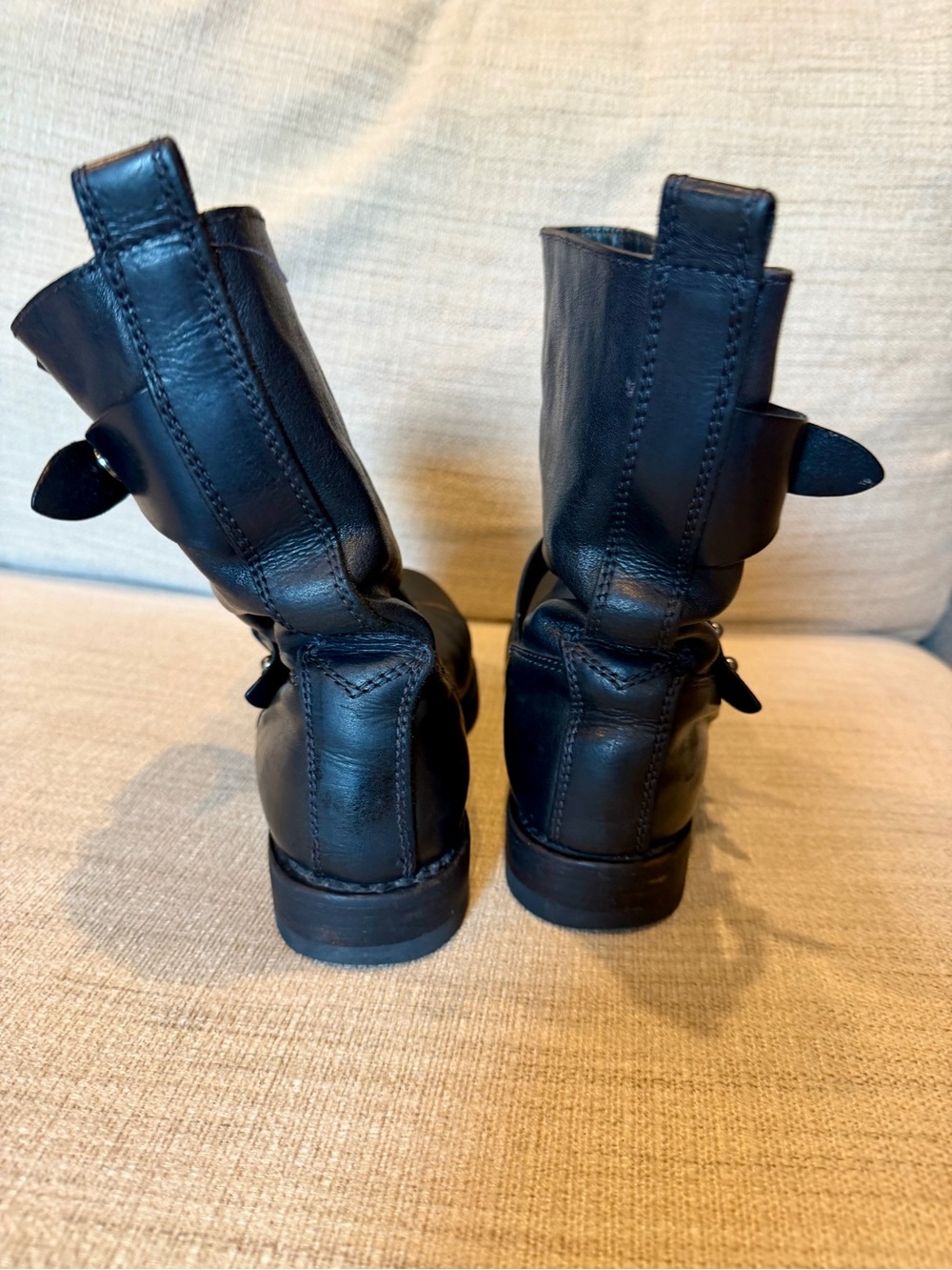 rag & bone Black Leather Combat Moto Boots - Picture 4 of 10